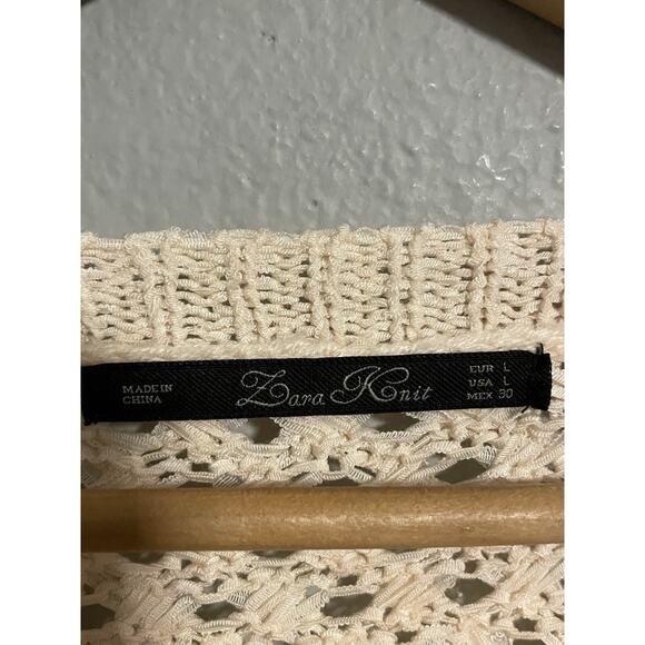 Zara Womens Sweater Size Large Pink Open Knit Soft Girl Coastal Blogger Fave - Picture 3 of 6